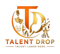 Talent Drop logo — golden singer silhouette in a teardrop shape